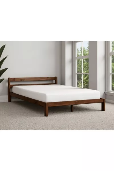 Masif Ahşap Karyola cm X cm Doğal Ahşap Ceviz Renk