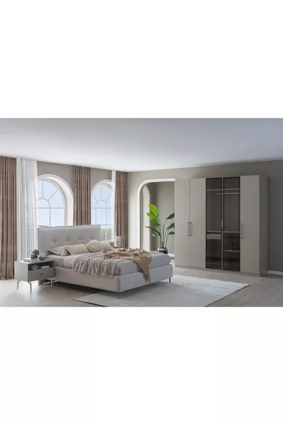 ENSEMBLE DE CHAMBRE PANDOR NOX, CRÈME, 5 PORTES