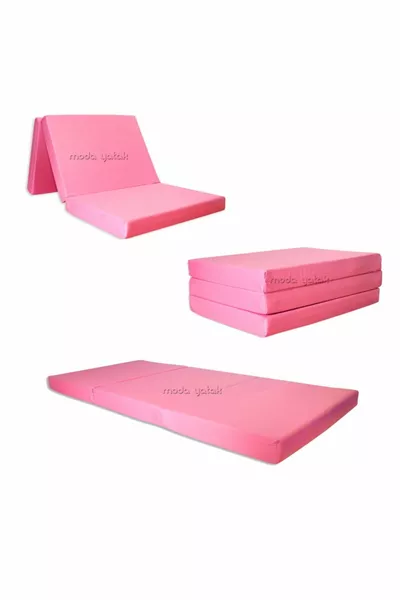 Letto pieghevole con schiuma Işbir, materasso in schiuma, rosa