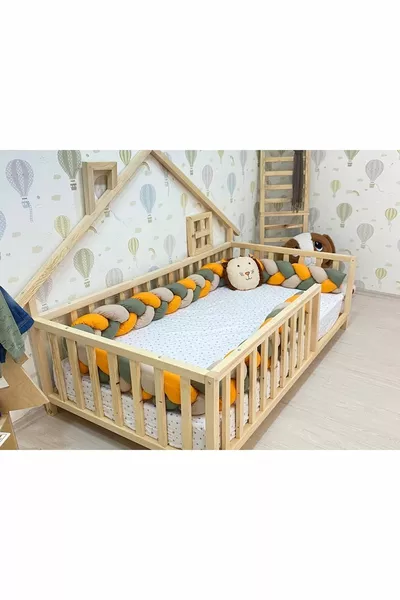 سرير مونتيسوري خشبي - سرير خشبي صلب - سرير أطفال ورضع مونتيسوري