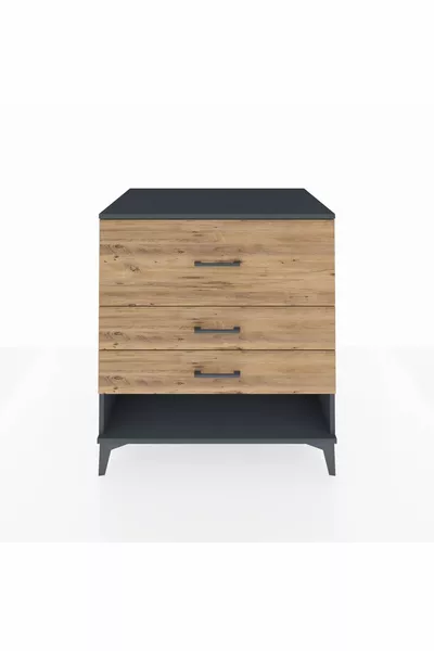 خزانة كرونوس 3 أدراج أنثراسيت-صنوبر