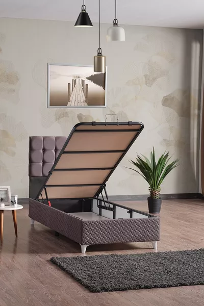 Комплект односпальной кровати с изголовьем Bengü серый *