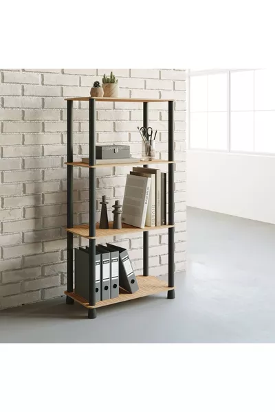 Multi-Purpose 3-Tier Wooden Modern Decorative Bookshelf and File Rack for Home and Office