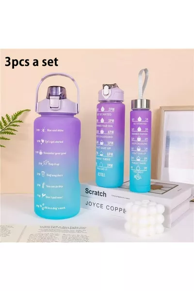Motivational 3-Piece Set Water Bottle, Water Flask, 2L ml ml Tritan Sports Gym Water Bottle