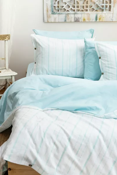 Harmony Hues Dyed Natural Cotton Double Duvet Cover Set (Fitted Sheet)