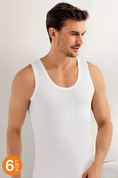 Canottiera da uomo bianca, confezione da 6, % cotone 