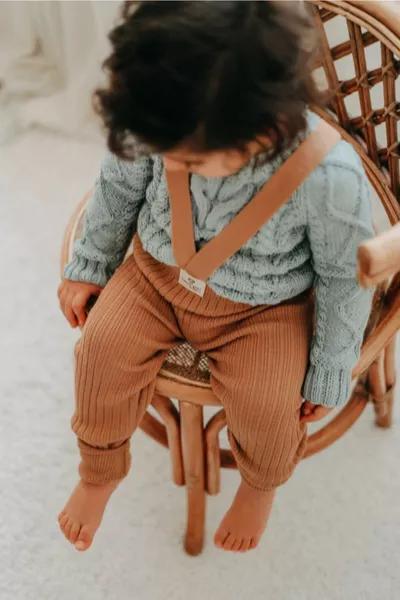 Детские трикотажные колготки на бретелях - Капучино