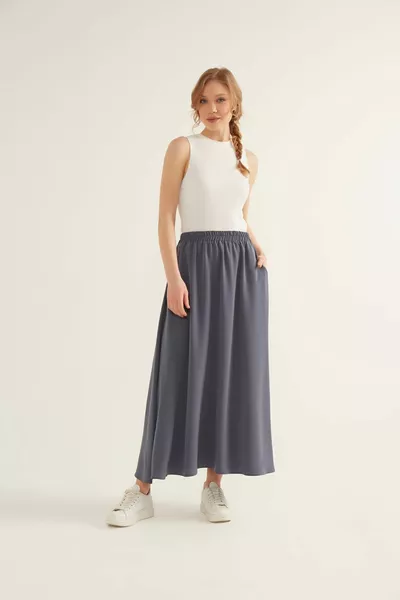Gray Flared Skirt