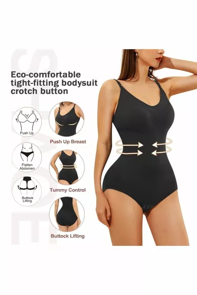 Verstelbare Schouderband Bodysuit met Onderhaak, Slankmakend en Regionaal Vormgevend Korse
