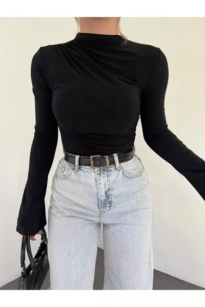 Büzgülü İspanyol kol Bluz