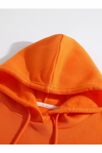 Sweat-shirt à capuche unisexe imprimé coeur orange