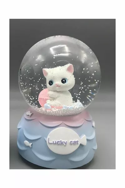 Очарователна котка снежна топка и музикална кутия за подарък koza