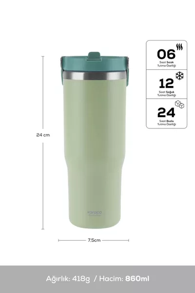 ترمس ستار آيس ستيل مقاوم للتسرب  مل بالنعناع