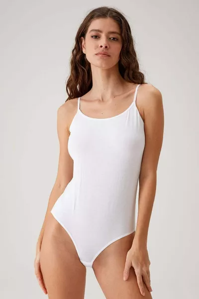 2-teiliges Wirtschaftspaket Weiß  Dünn Träger Basic Baumwoll-Body / Unterhemd Set