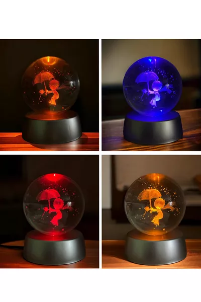 Малката принцеса кристален стъклен глобус с LED светлина, сменяща цвета си, лампа Малкият принц, висулка с циркон като снежинка