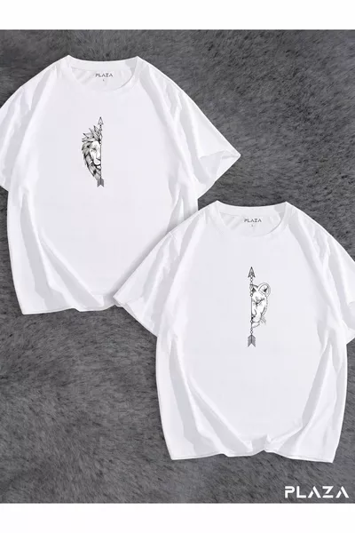 قميص تي شيرت واسع ثنائي اللون للزوجين، أسود، طراز أسد وأشيد أسلاندار