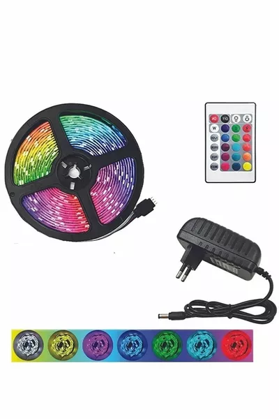 5 метровая анимационная светящаяся лента с пультом управления, RGB, для вечеринок