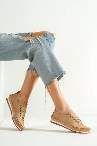 Echt Leren Beige Damesschoenen 