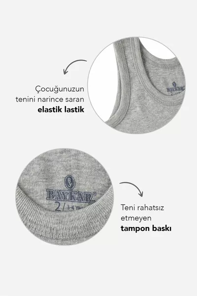 Boys' Crew Neck Organic Cotton Tank Top 3-Pack Gray Melange