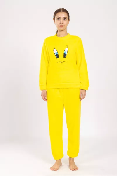 طقم بيجامة نسائية شتوية من الفرو تويتي طقم تمبب 