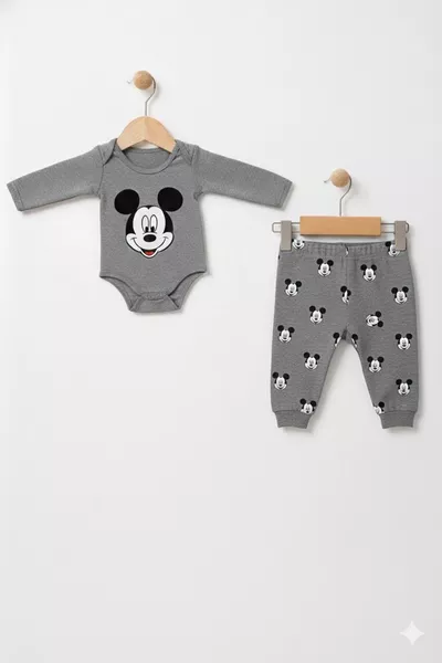Mickey Mouse Desenli 3'lü Bebek Takım