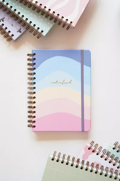   cm Spiral Bound Elastic Lined Undated Notebook Rainbow