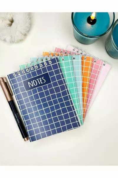 6-Piece Notebook Set .5 cm Squared Notebook  Sheets Top Spiral Pocket Notebook