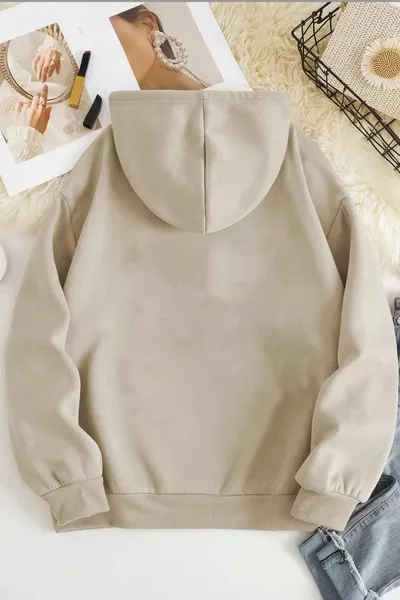 Unisex 2ip Happiest Beige Oversized Sweatshirt