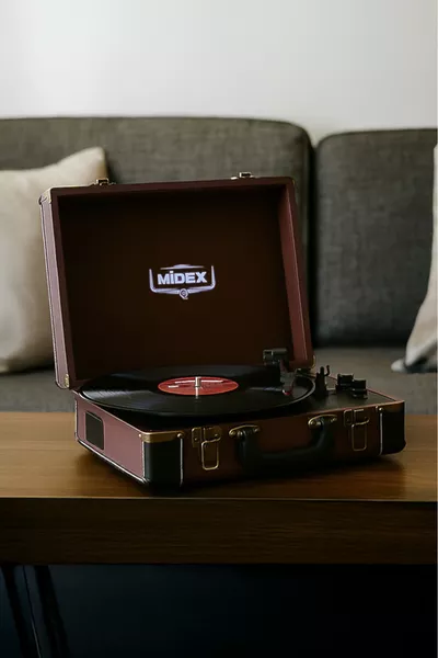 BN Nostalgic Retro Turntable Record Player (Rechargeable Bluetooth Aux Speaker with 3 Speeds) Needle Included