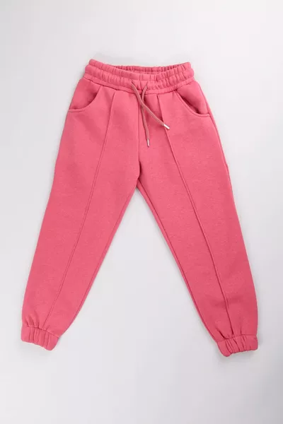 Elastic Waist, Fleece-Lined, Pocketed, Comfortable Unisex Kids Sweatpants in Rosewood