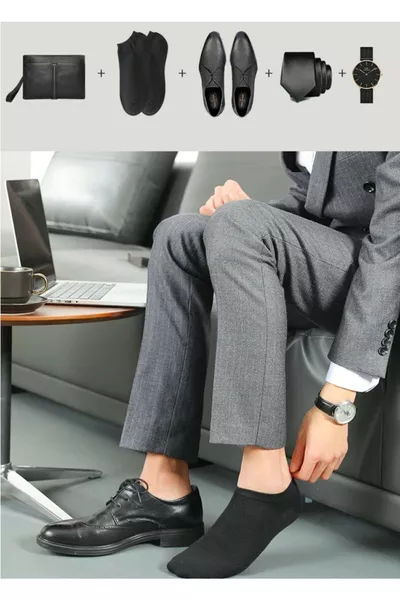  أزواج جوارب قصيرة سوداء للرجال