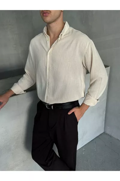 Men's Oversized Linen-Look Shirt