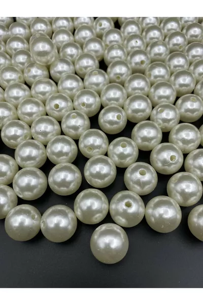  гр  мм кремави луксозни / луксозно покритие пластмасови перлени мъниста за чанта и бижута ( г, ~ броя)