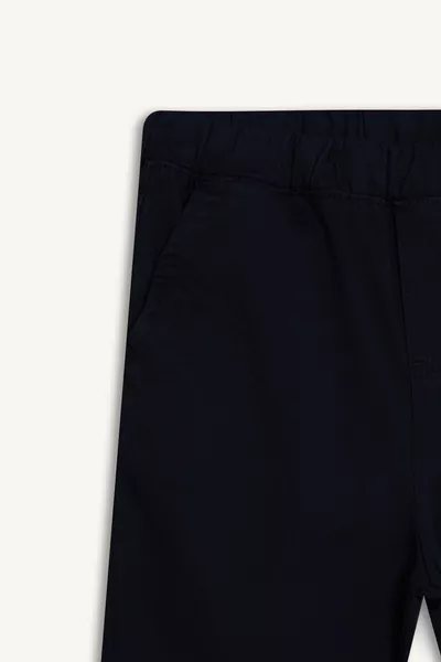 بنطال مدرسي من القماش الجاباردين للأطفال الصبيان باللون الأزرق الداكن au