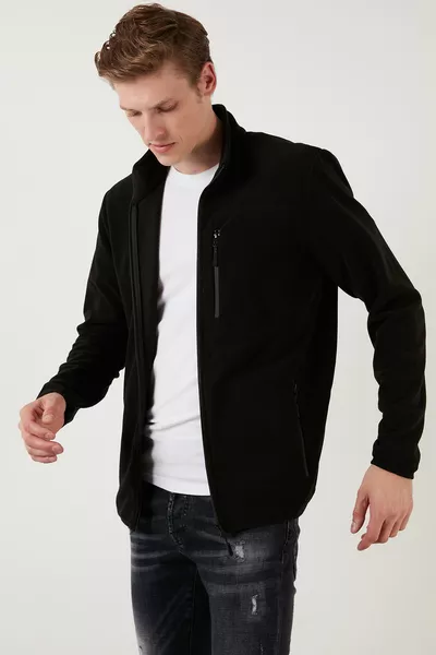 سترة صوفية رجالية بسحاب وجيوب وياقة واقية من البرد بقصة نحيفة HIRKA 