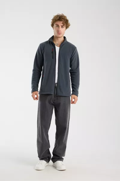 Unisex Full-Zip Fleece Jacket with 3 Pockets