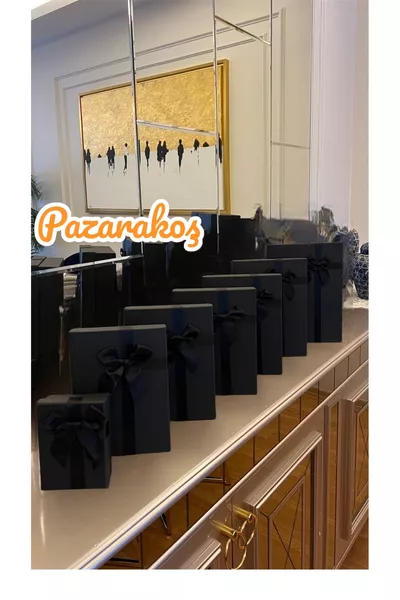 Подарочная коробка для жениха и невесты, комплект из 7 декоративных жестких картонных коробок с черным бантом