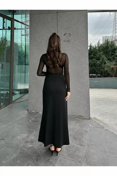 الخصر المطاطي الغوص تنورة سوداء واسعة