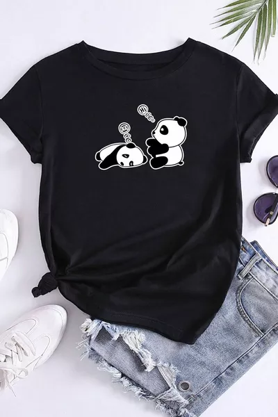 Unisex Sleepy Panda Print Design T-Shirt