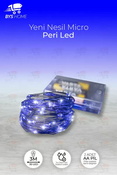 Светодиодная гирлянда с батарейками 3 метра, синие декоративные огни