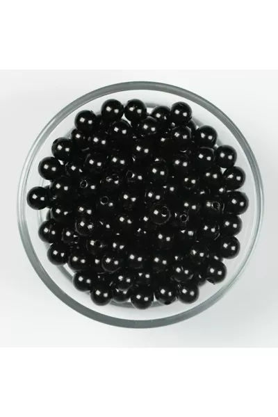  Gramm - 8 mm schwarze Perlen, Kunststoffperlen, (zwischen  und  Stück)