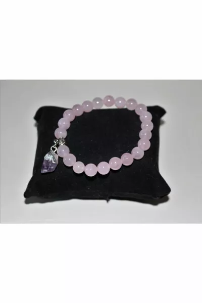 سوار حجر الكوارتز الوردي - حجر الجمشت متدلي