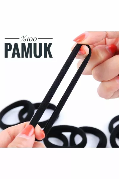 مجموعة  قطع من أربطة الشعر السوداء للنساء، % قطن