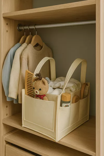 Mother Baby Care Bag Thick Felt Organizer for Newborn Cream