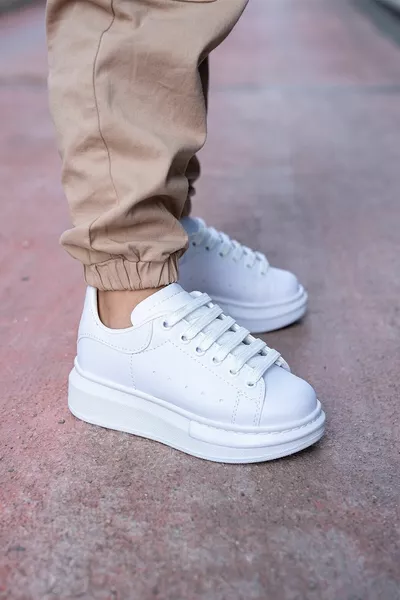 Çocuk Kız / Erkek Beyaz Spor Ayakkabı Kalın Taban Günlük Rahat Sneaker