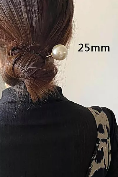 Large Pearl Cast Metal Barrette  mm.