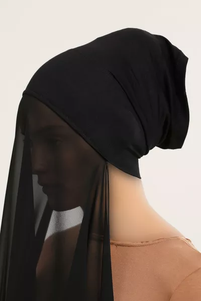 Ready-to-Wear Practical Luxury Tube Bonnet Chiffon Scarf Black