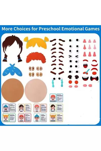 Emotion-Teaching Felt Toy with Changeable Faces | Double-Sided Montessori Educational Set for Ages 3+
