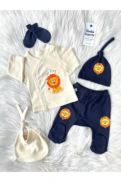 مجموعة الخروج من المستشفى للمواليد الذكور من ليتل ليون كريم 5 قطع