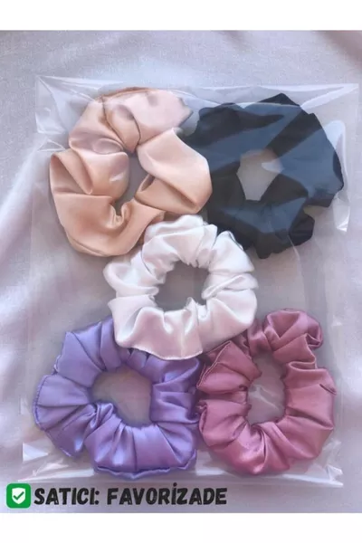 مجموعة 5 أربطة شعر ساتان للنساء